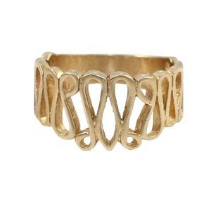 Heavy Solid 14K Yellow Gold Wavy Freeform Ring Size 7.25